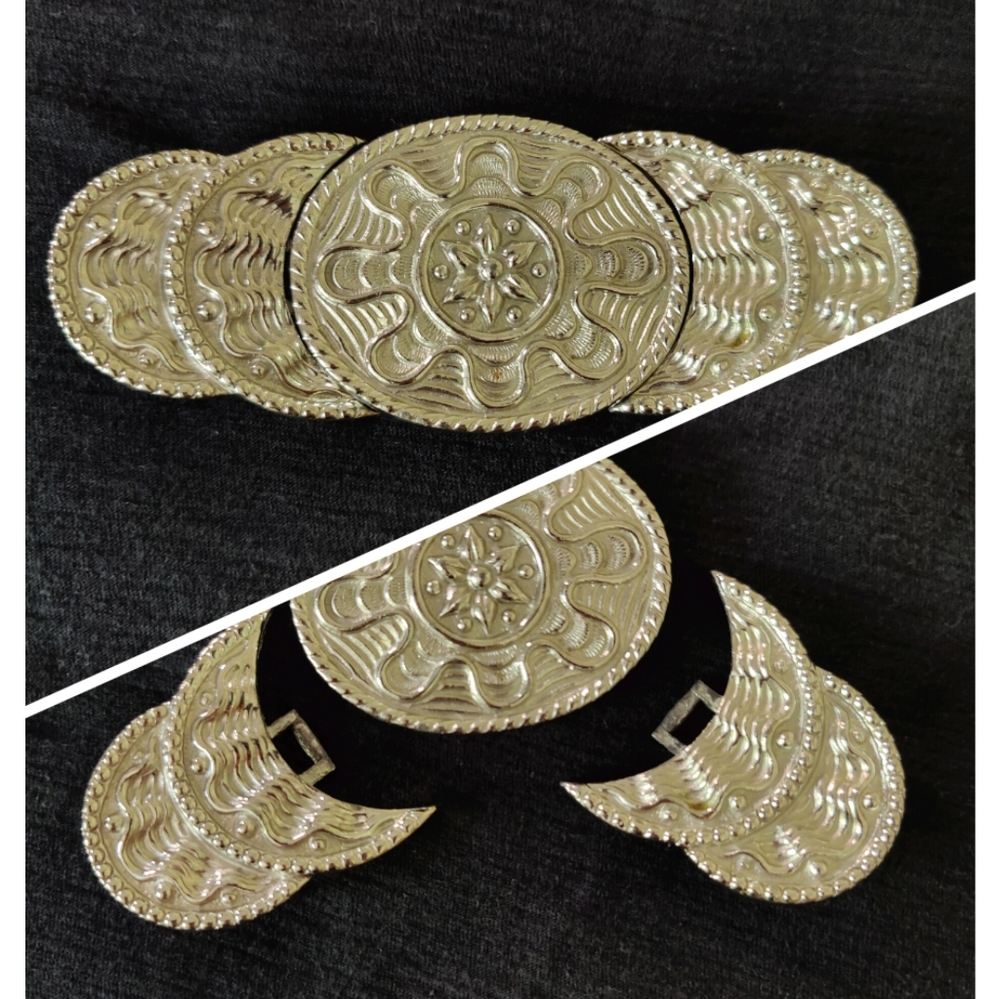 Vintage Dotty Smith three-piece belt buckle set in Silver tone